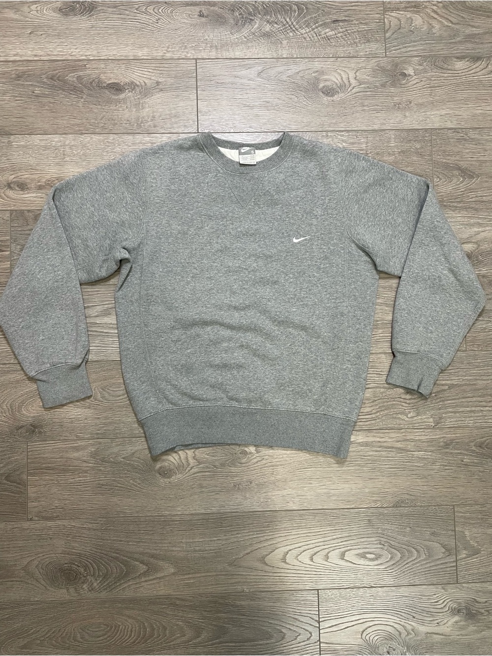 Vintage Nike Gray Crewneck Sweatshirt Embroidered Mini Swoosh Pullover Size S